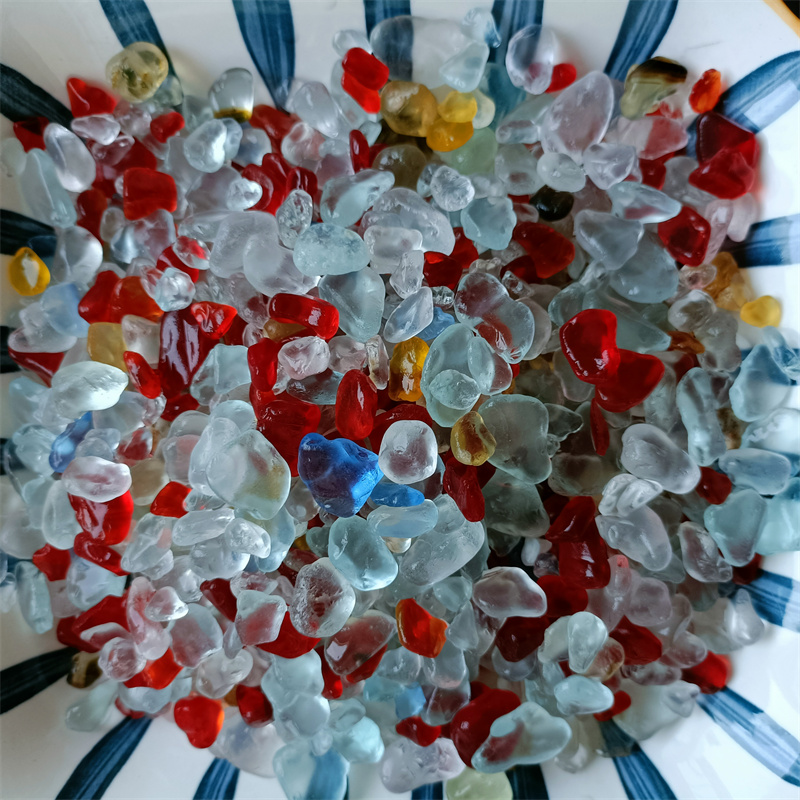 Colored glass sand for terrazzo aggregate Colored glass sand for garden decoration and family decoration